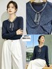 589577天丝条纹圆领长袖针织套头衫 商品缩略图0