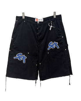 男款破损刺绣短裤he009