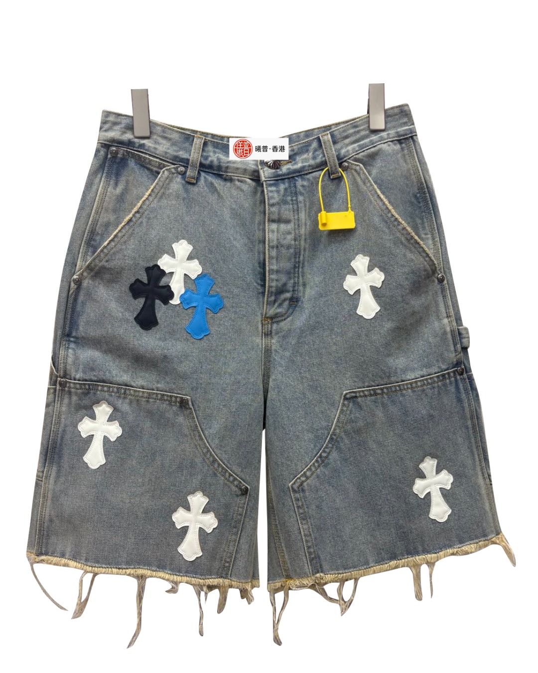 男款十字架毛边休闲短裤la009