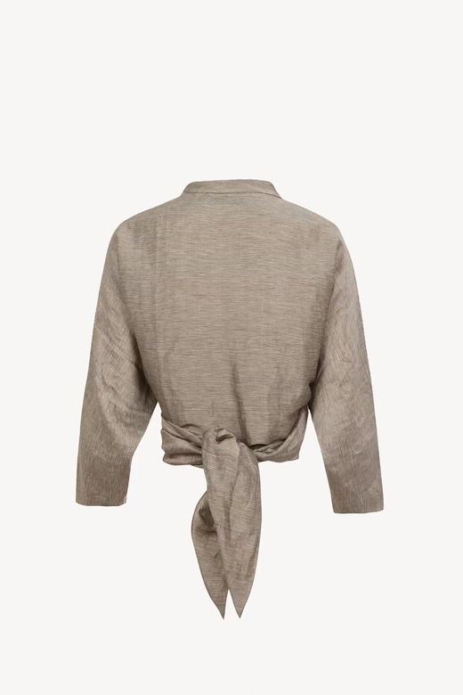 Cortana 26SS 灰棕细条纹手织丝麻ARIA系带夹克 商品图7