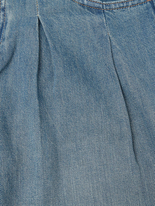 松弛感拉满！复古浅蓝高腰压褶阔腿牛仔裤 夏季垂感宽松显瘦直筒拖地长裤 商品图3