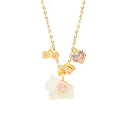 六鑫珠宝 天然和田玉爱恋小马项链 s925银 商品图6