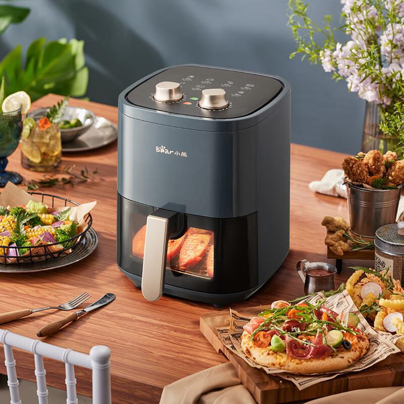 【自营】小熊空气炸锅 4.5L 家用无油烟低脂多功能电炸锅 QZG-E12Z6低油烘烤可视窗口精准控时控温不沾涂层