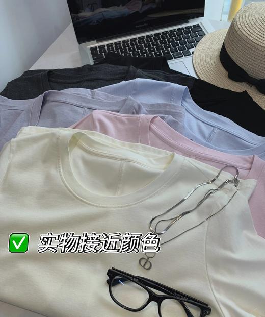 天丝羊毛后背拼缝圆领短袖  26Y04047- 商品图1