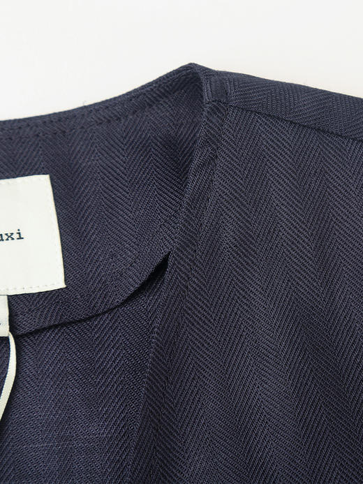 夏季透气藏青色 V 领无袖马甲女亚麻材质宽松显瘦复古风通勤外搭叠穿背心 商品图2