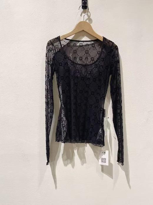 女款微透网纱长袖上衣he 商品图0