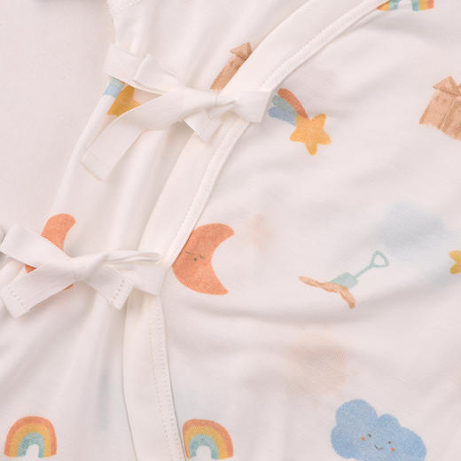 棉果果夏季新品男童女童新生儿防蚊5A抗菌莫代尔短袖蝴蝶连体衣M201726426217 商品图3