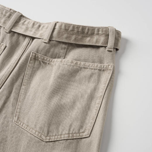 “工装美学”100斜纹牛仔棉宽松弧形腰带牛仔裤431NS042 商品图3