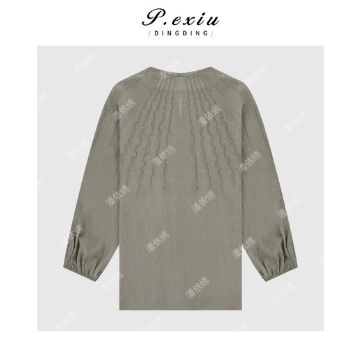 04-4潘依绣丁丁宠粉【茉莉小调】轻熟风肌理感褶皱设计长袖衬衫W-62881 商品图1