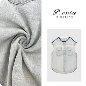 04-3潘依绣丁丁宠粉设计感韩系复古减龄撞色牛仔马甲  D6613