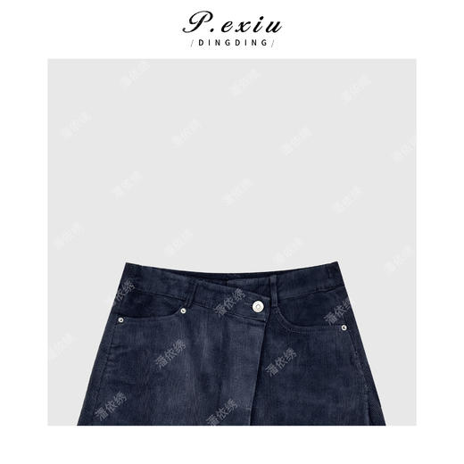 04-4潘依绣丁丁宠粉时髦高级感灯芯绒不规则半身裙Q36415 商品图2