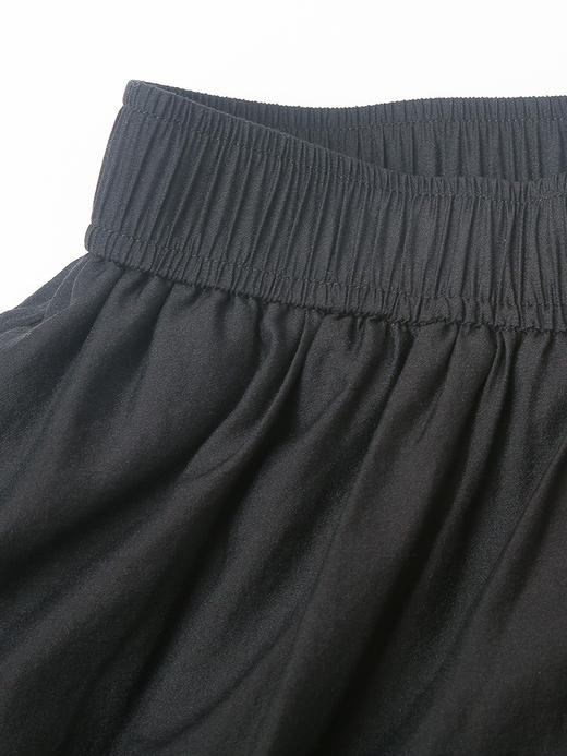 极简通勤黑色 V 领抽绳衬衫 + 高腰大摆半身裙 夏季薄款透气宽松显瘦套装 商品图3