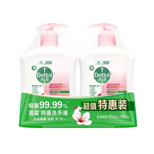 滴露 滋润倍护抑菌洗手液 450g*2瓶/包 商品图0