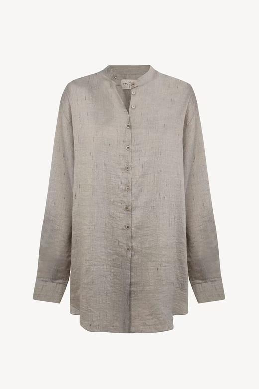 Cortana 26SS 银灰纱结肌理丝麻SAL立领衬衫 商品图5