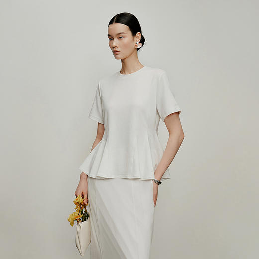 【林栖设计小店】小荷|优雅百搭多色荷叶边显瘦夏新款T恤短袖上衣1962269 商品图0