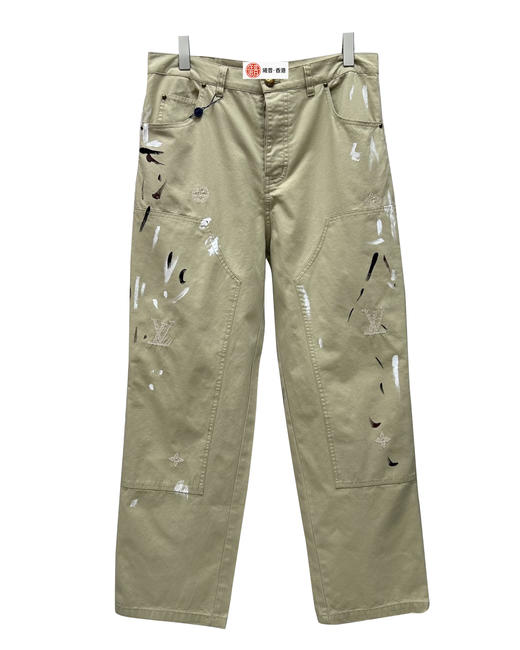 男款手工泼墨刺绣工装裤长裤zh 商品图0