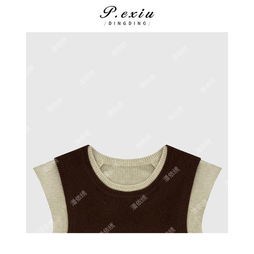 04-3潘依绣丁丁宠粉羊毛韩系休闲简约坎肩假两件针织衫 ZZ0756 商品图2