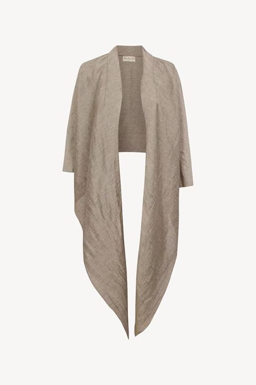 Cortana 26SS 灰棕细条纹手织丝麻ARIA系带夹克 商品图5