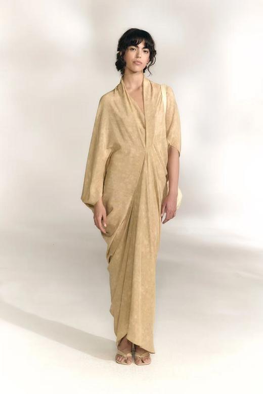 Cortana 26SS 薄杏晕染MAYU垂褶真丝连衣裙 商品图1