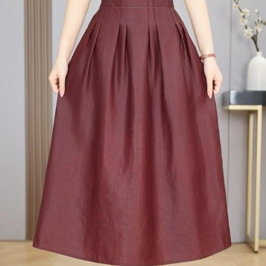 丁摩 真丝老料香云纱款100%桑蚕丝高腰通勤洋气优雅半身裙2516 商品图4