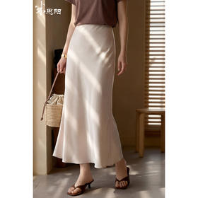 法式鎏金缎半身裙 气质加长 米思阳2026夏新款丝滑缎面半身裙高级感包臀鱼尾半裙子1183