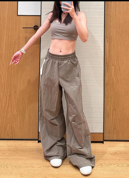 411-2 大爆款 lu褶皱宽松工装裤 显瘦藏肉阔腿裤 商品图8