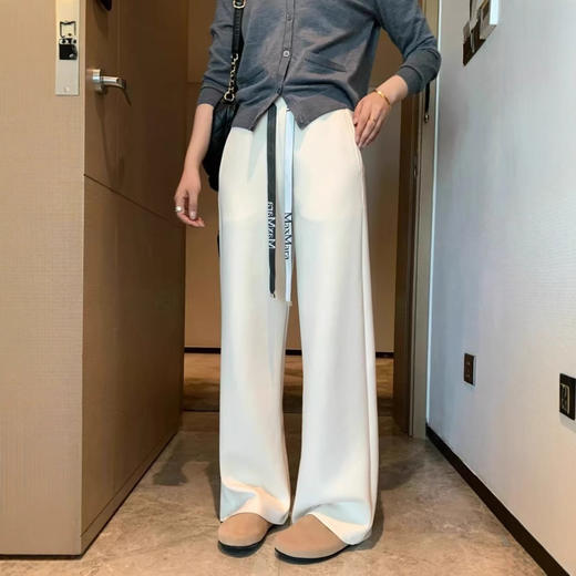 MAX新款抽绳字母飘带窄腿裤莫代尔牛奶丝阔腿直筒裤 商品图13