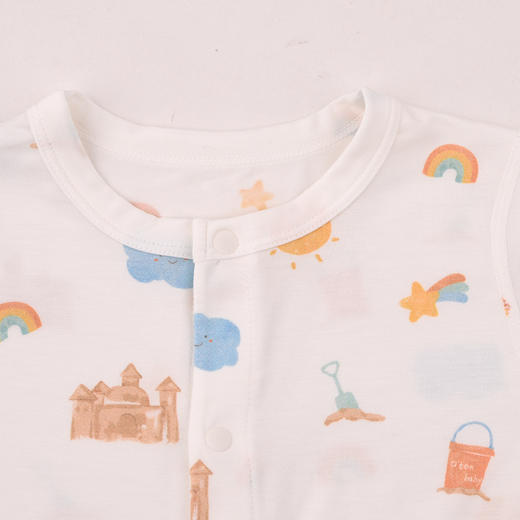 棉果果夏季新品男童女童防蚊5A抗菌莫代尔短袖对开连体衣M201722426219 商品图1