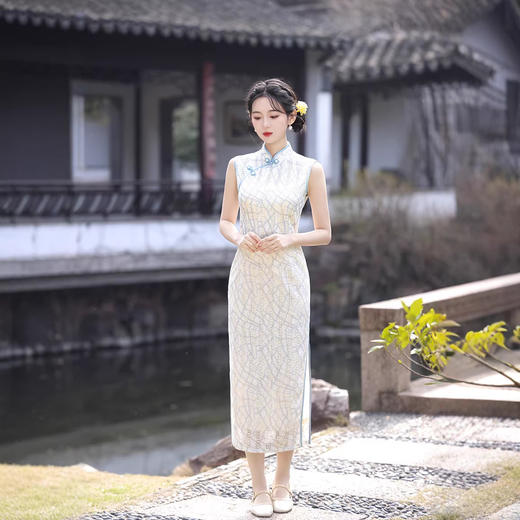 春夏新款旗袍改良无袖年轻款蕾丝气质国风修身复古日常旗袍XL1761 商品图1