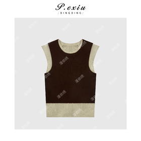 04-3潘依绣丁丁宠粉羊毛韩系休闲简约坎肩假两件针织衫 ZZ0756