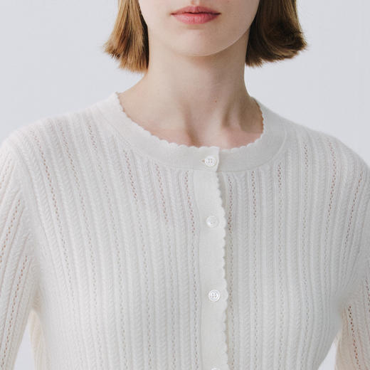 东黎 • 那个夏天 那片庄园 小山羊绒 女士春季挑孔开衫 6183 商品图5