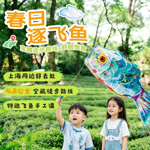 【05.01-06.21】咫尺近沪* 逐春鱼徒步 |五一1日到百亩茶园和千年古道寻找春日野趣，亲制飞鱼捕捉春风，全程拍照，抢手的离沪短车程线 商品图0