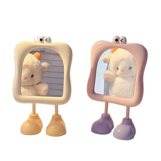 【可爱大脚丫造型、高清镜面不变形】台式桌面化妆镜女卧室梳妆台镜子学生宿舍轻奢ins高清美妆公主镜.TA 商品图4