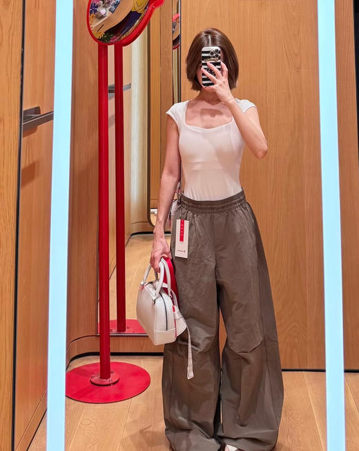 411-2 大爆款 lu褶皱宽松工装裤 显瘦藏肉阔腿裤 商品图2