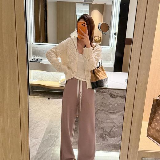 MAX新款抽绳字母飘带窄腿裤莫代尔牛奶丝阔腿直筒裤 商品图2