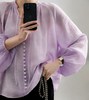 被问爆的温柔紫!!【LONGNVFAIR亚麻V领飘带花苞袖衬衫】这件花苞袖衬衫把春天穿在身上，微透亚麻料太绝了!! 商品缩略图4