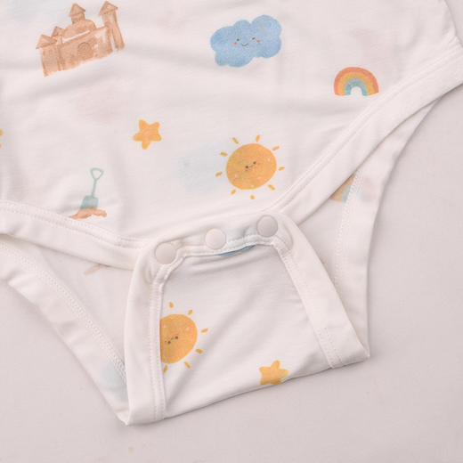 棉果果夏季新品男童女童防蚊5A抗菌莫代尔长袖三角爬服M201710426218 商品图1