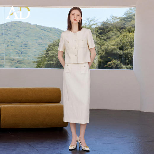 AD高端品牌短袖西装套装女夏2026新款高级感高知得体穿搭职场半裙 商品图0