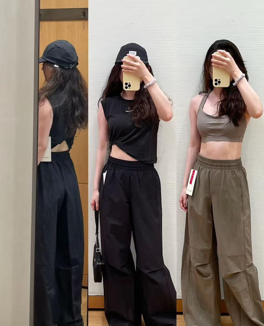 411-2 大爆款 lu褶皱宽松工装裤 显瘦藏肉阔腿裤 商品图4