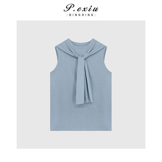 04-3潘依绣丁丁宠粉法式无袖绑带气质高级感针织背心 W-63300 商品图0