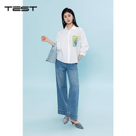 夏上新艺术印花白衬衫女夏季宽松休闲设计感1262058