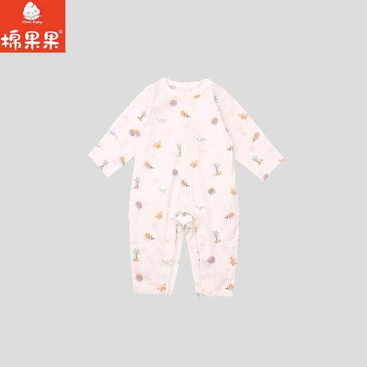 棉果果夏季新品男童女童纯棉凉感防蚊5A抗菌长袖对开连体衣M201722226209 商品图0