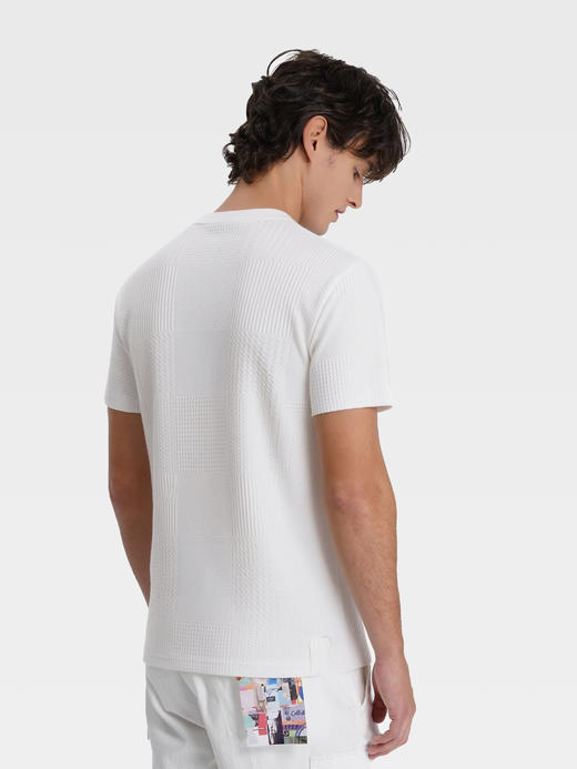 callisto白色重磅纯棉时尚立体提花肌理T恤 商品图4