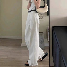 【99特惠】莱赛尔天丝牛仔裤 | 今年非常流行的窄版高腰阔腿裤，顺滑垂顺，显高显瘦【白色预售7-10天】