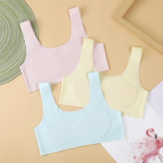 【乳胶舒适内垫！透气抑菌】女童无尺码成长型少女无钢圈内衣乳胶舒适透气无痕发育运动背心女。xb 商品图3