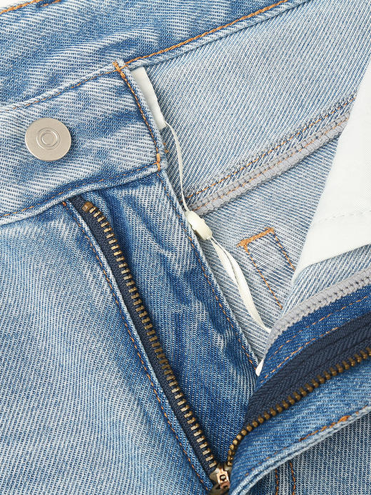 老钱风高腰浅蓝阔腿牛仔裤女夏季薄款垂感分割线宽松显瘦直筒拖地裤 商品图2