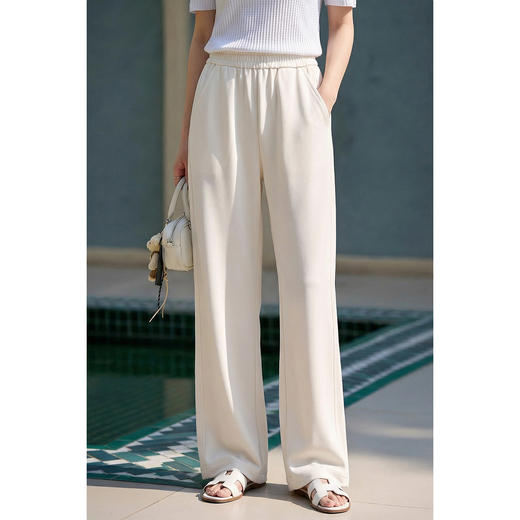 休闲遛弯裤 莫代尔+棉混纺 舒适无感 米思阳2026夏新款冰凉百搭显瘦黑色直筒裤休闲慵懒长裤1176 商品图2