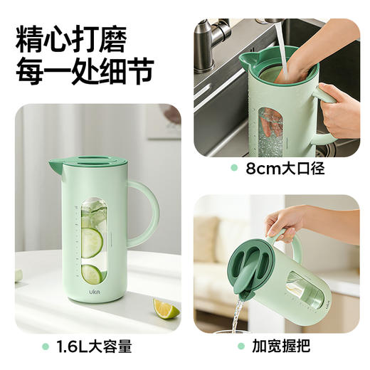 UKA 自开合冷水壶杯架套装 小清新色系 高硼硅玻璃 耐冷耐热 重力感应自开合 精致又高级 专利防尘 商品图7
