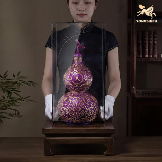 铜师傅《紫气临门》紫气东来招财葫芦紫铜摆件中式办公室装饰礼品 商品图9