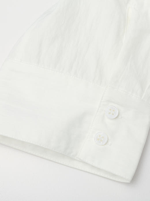 法式慵懒风奶白色圆领半拉链七分袖衬衫 宽松显瘦 夏季通勤气质衬衣 商品图3